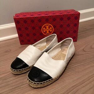 Black and White Tory Burch Espadrilles